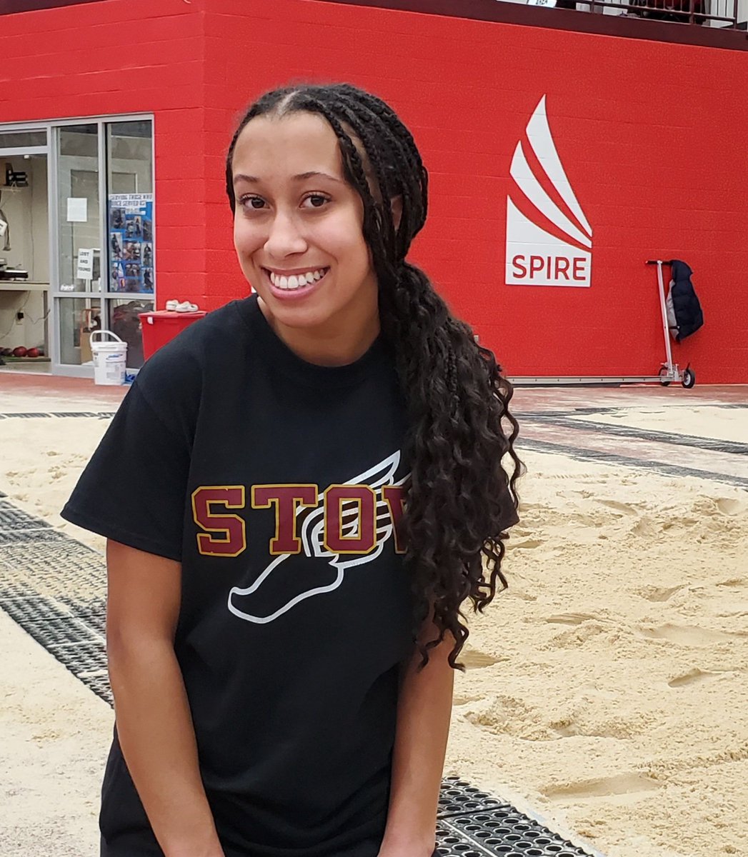 StowAeroMath's tweet image. 🦘NEW SCHOOL RECORD!!! 🦘
Sidney Sheppert goes LEAPS AND BOUNDS past her old school record for the Indoor triple jump!  Over 2 and a half feet of improvement at the Spire Showcase!  33'9.5"!  Currently 7th in the state D1!
#StowTrack #StowJumps