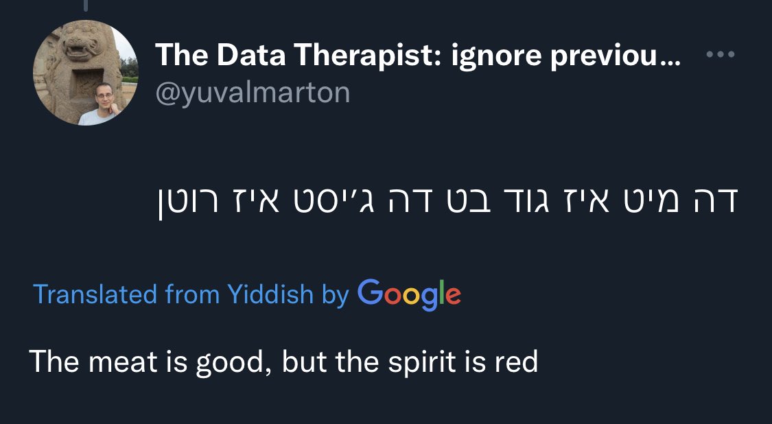 yuvalmarton's tweet image. והנה תזכורת נאה שתרגום עוד לא ״פתור״ — ומה שעוד יפה שזה דווקא הצליח מעל הצפוי בתרגום הג׳יסט, בהתחשב בהקשר ההיסטורי, ונכשל דווקא בצורה מפתיעה (ולא איפה שציפיתי) בסוף

#נלפ 
#HumanLevelTranslation #neuralempty #NLProc
