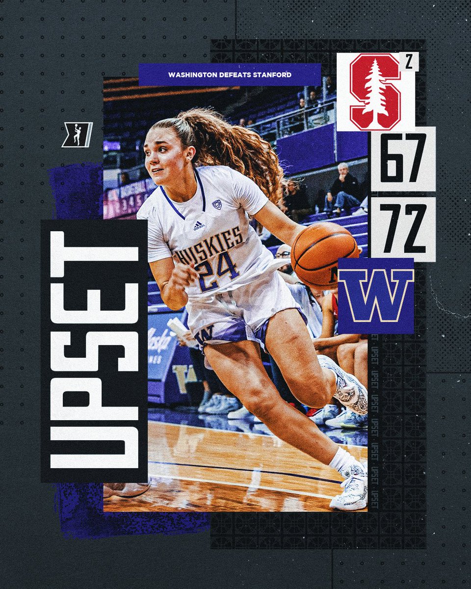 MarchMadnessWBB's tweet photo. Huskies 𝑩𝑰𝑻𝑬 𝑩𝑨𝑪𝑲 ‼️ 

@UW_WBB upsets No. 2 Stanford in a neck and neck battle, 72-67. 

#NCAAWBB https://t.co/kd4kNDbEh1