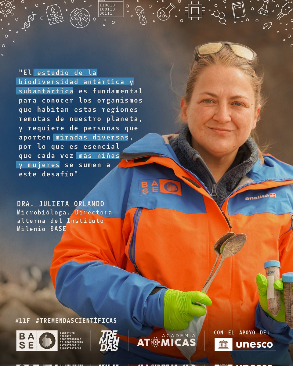 💜🇦🇶 Nos unimos a <a href="/TremendasCL/">TREMENDAS</a> y <a href="/UNESCO_es/">UNESCO en español 🏛️#Educación #Ciencia #Cultura</a> para celebrar #11F2023 respondiendo: ¿Por qué es importante estudiar la biodiversidad austral? Hoy iniciamos con nuestra Dir. Alterna <a href="/MilenioBASE/">Instituto Milenio BASE</a> Dra. Julieta Orlando 
#TremendasCientíficas #11F