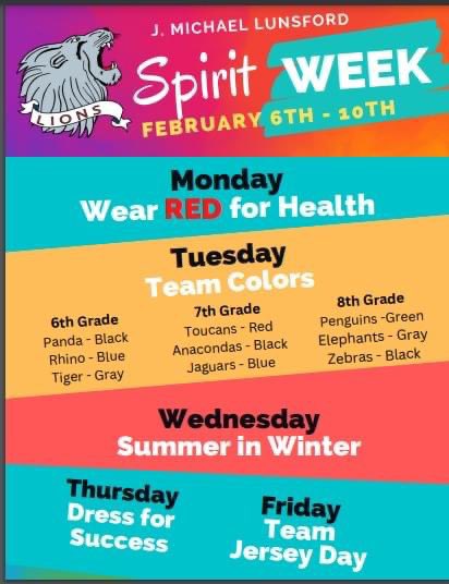 Ready for Spirit Week! Let’s see that red tomorrow lions-