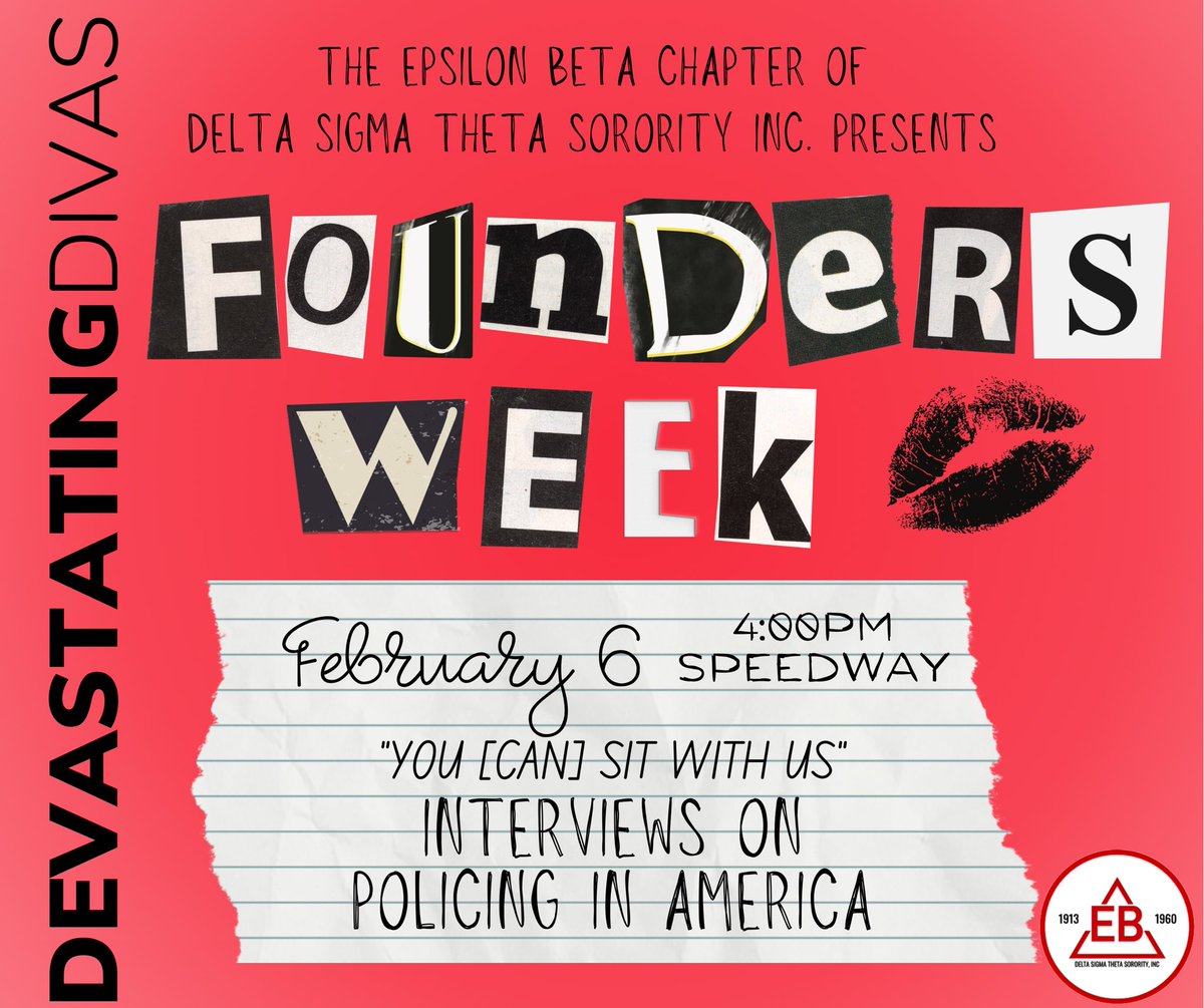 TexasDeltas's tweet photo. You [can] sit with us! First up for our Founders Week, Epsilon Beta will be conducting interviews on Speedway at 4pm over policing in America. Come show out to have your voice heard ❤️‍🔥 https://t.co/q45hmVAUWq