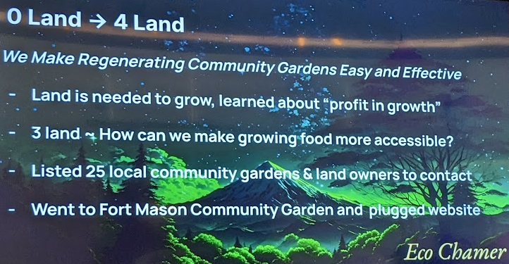 schwentker's tweet photo. .@esther_vibes presents @EcoChamberDAO
Making regenerating community gardens easy
* Several people offered arable land
* Designing CSA model for community farming initiative
@_buildspace #nws2 https://t.co/fVQ8x8q27E