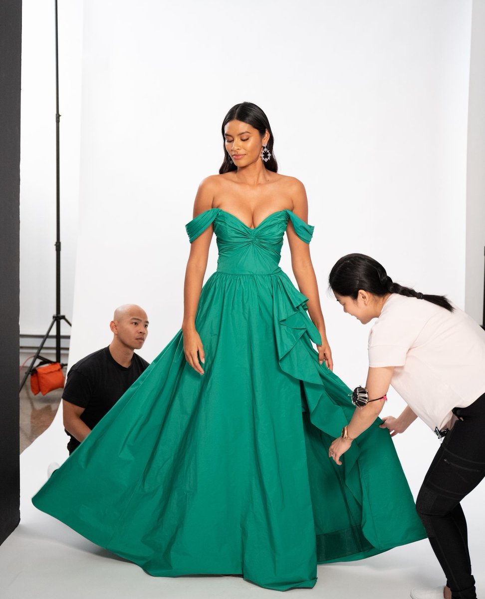 Be the belle of the ball in the Off Shoulder Side Slit Gown from the Resort 2023 Marchesa Notte collection.