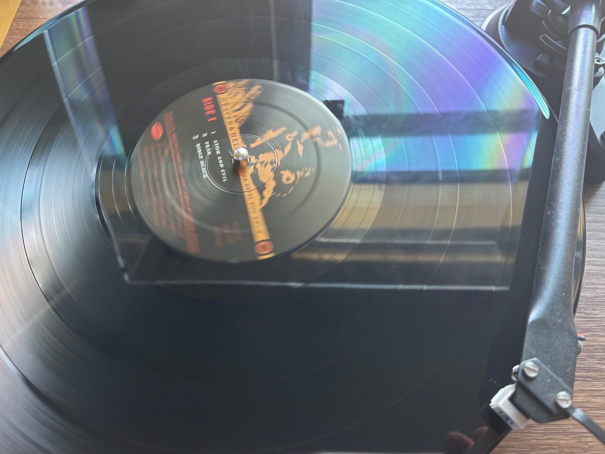 sabbathfans's tweet photo. #WeekendVinyl 14 - The Devil You Know by @HvnAndHellLive

Got this vinyl back when it was first released. I always loved that Side 4 is just an etching of the Matthew 25:41 Henry logo. This tour didn't come here, so I missed it. Final DioSab album gets overlooked I think. https://t.co/awYVHelA5k