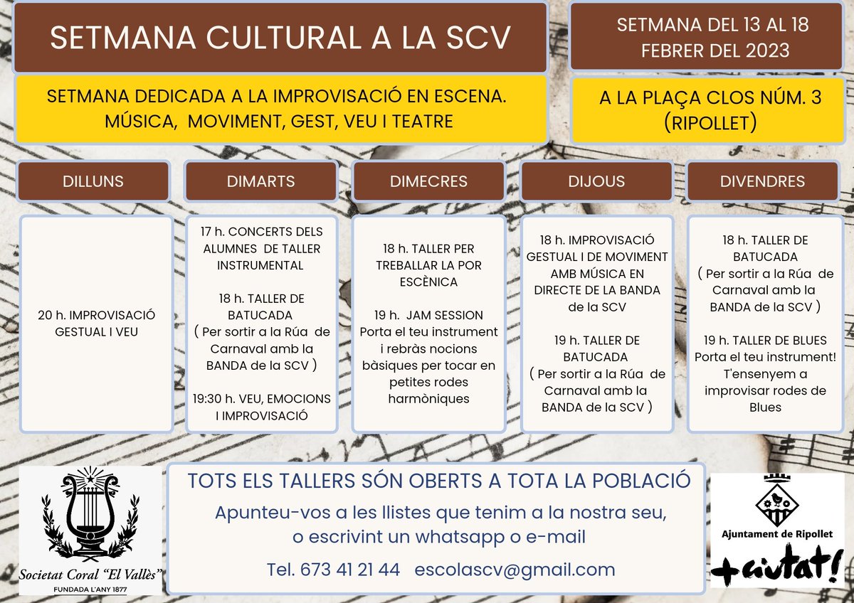 Qualsevol persona es pot apuntar als tallers de la nostra Setmana Cultural