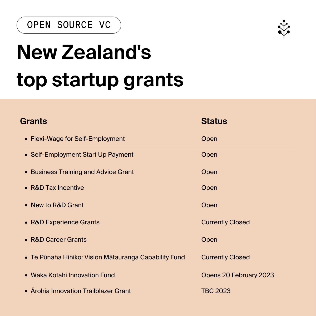 To all of our Kiwi friends and #founders, we've updated our <a href="/airtreevc/">Airtree</a> open-source VC repo to include some of the best grants going in NZ 🇳🇿

airtree.vc/open-source-vc…