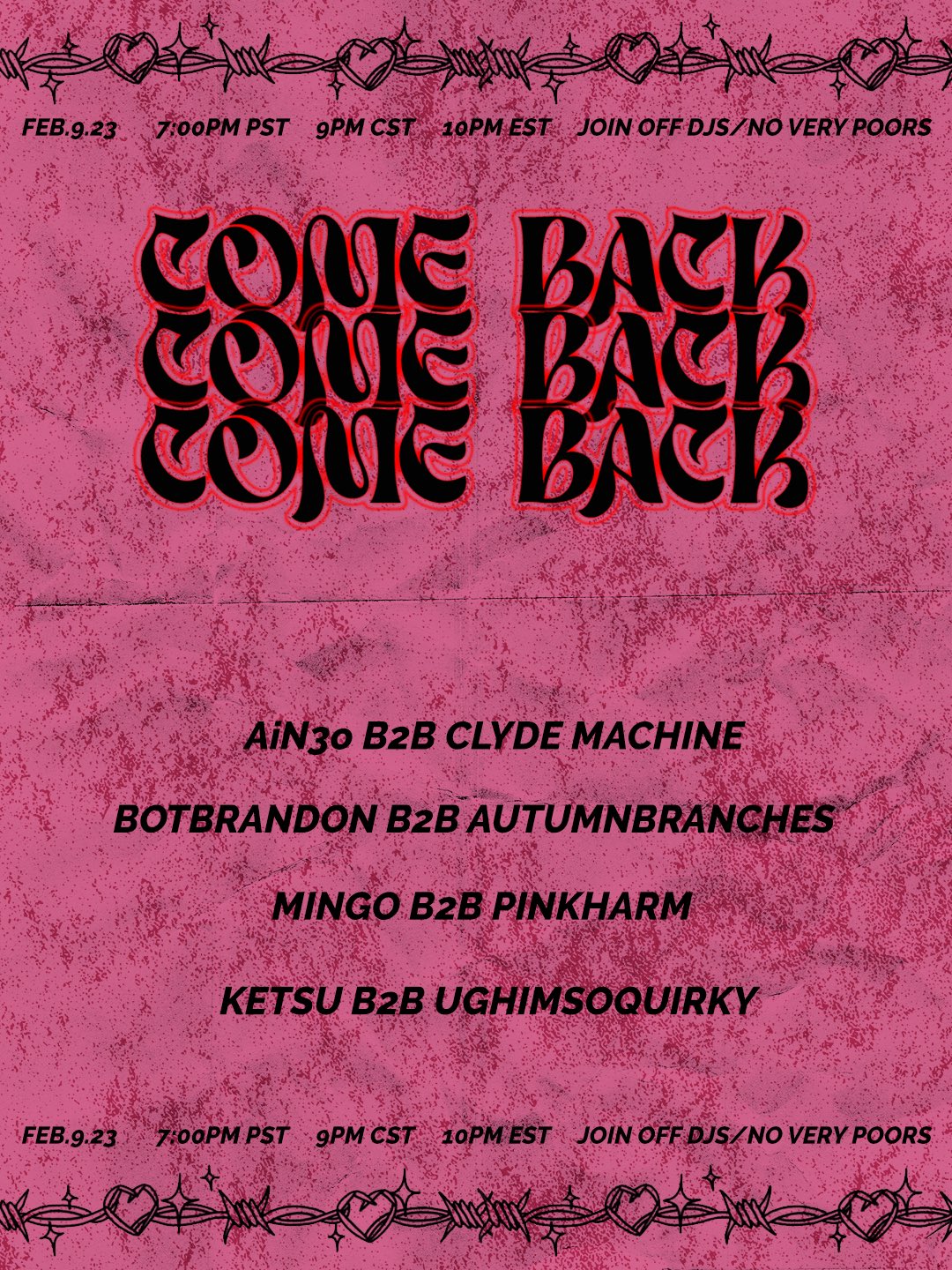 Flyer for COME BACK x8