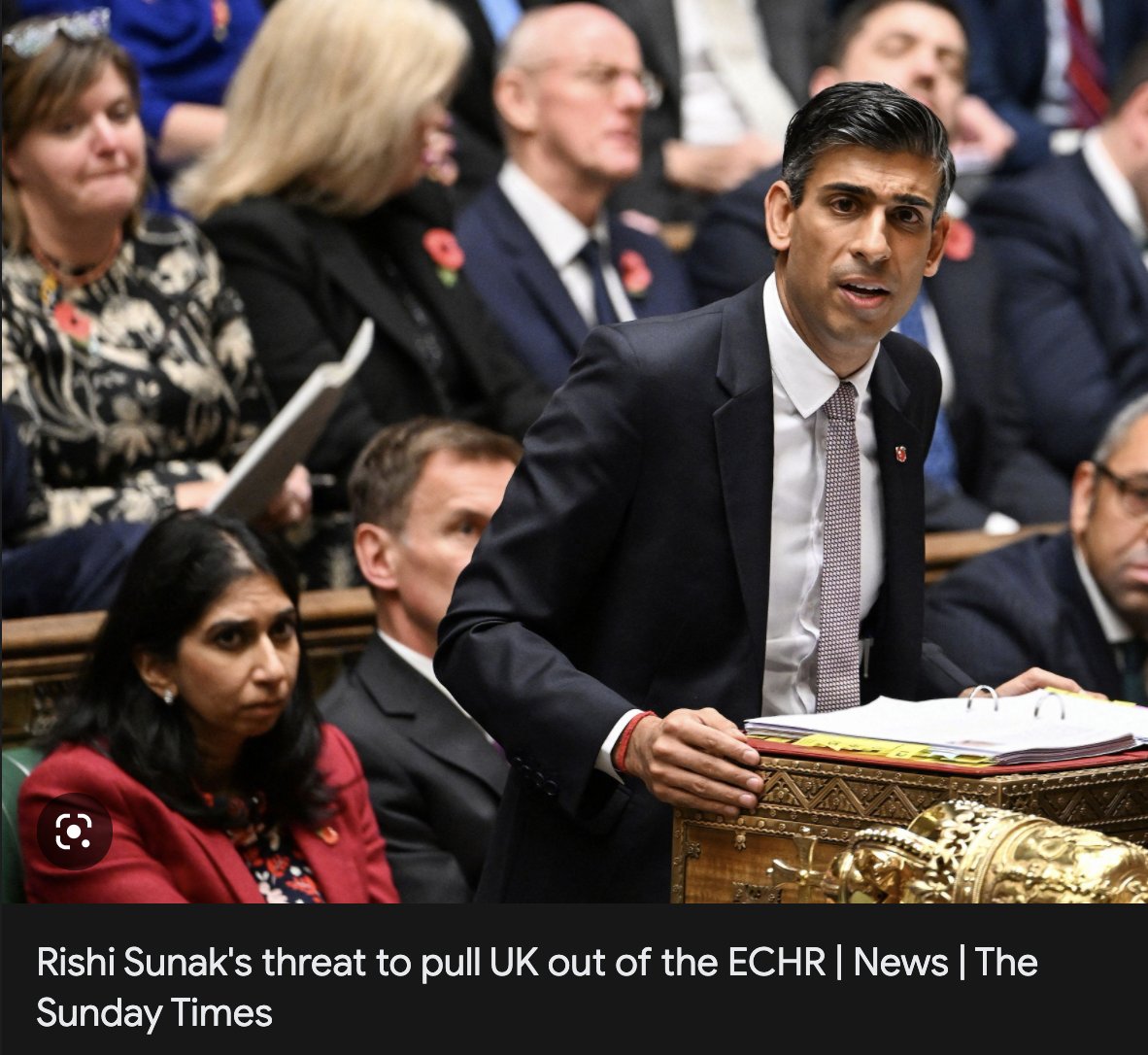 DimitriosGian's tweet photo. Right-wing gift that never stops giving. Now Rishi Sunak threatens that UK will **withdraw** from ECHR (not **just** repeal HRA), going even further than his Conservative PM predecessors. Tories will put withdrawal at heart of their manifesto, report @thetimes 
#ECHR @NewsEchr https://t.co/xJ3N0AKwKI