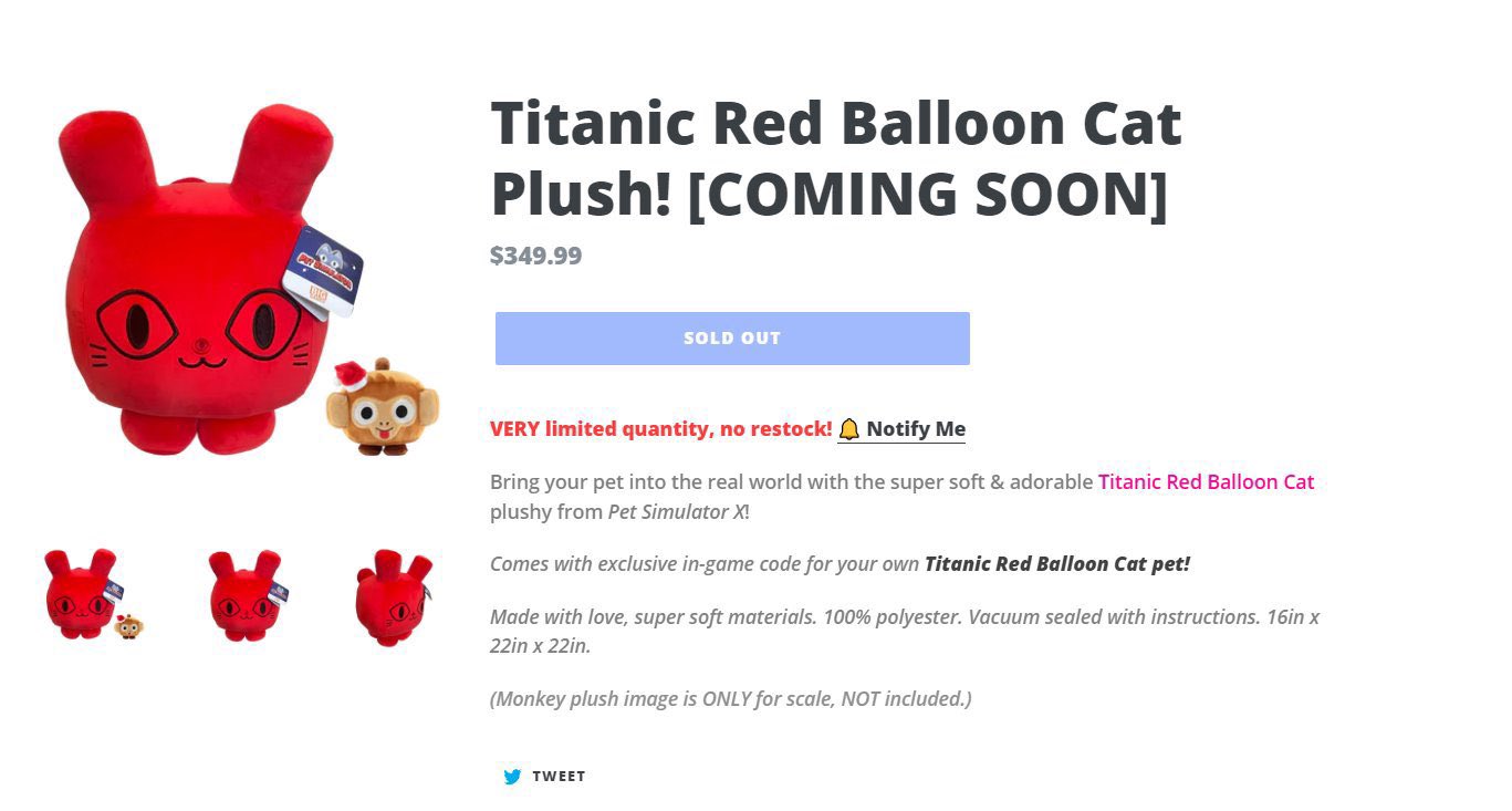 2023 Pet simulator x titanic plushies Titanic exclusive 