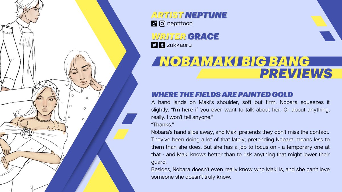 nobamakibb's tweet photo. ✨ NobaMaki Big Bang Previews

Its time to walk through gold painted feilds with @zukkaoru and Neptune (https://t.co/Tr3lII009q)! 

Posting begins soon and this is one pairing you do not wanna miss. https://t.co/pKo8DaoshY