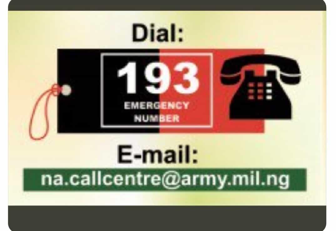 Call the Nigerian Army to report thugs in lagos . The army is soliciting for useful information to aid their operations .  It’s toll free