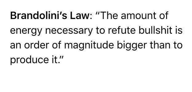 Beefeater_Fella's tweet photo. @JoohnChoe @Stesch42 Or you could observe Brandolini’s Law 😎 https://t.co/GCCYjWfhzt