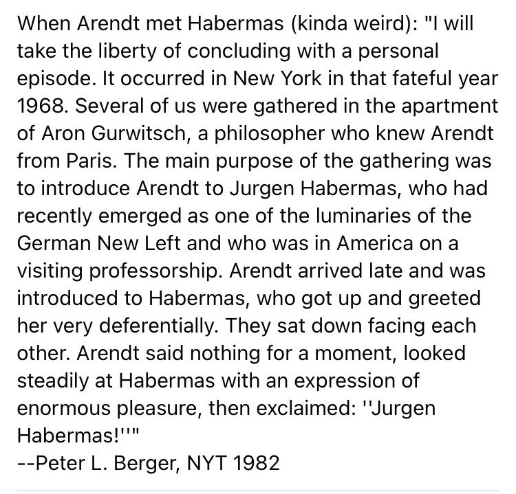 daniel_dsj2110's tweet photo. Hannah Arendt's reaction to meeting Jürgen Habermas for the first time (h/t Harrison Fluss): https://t.co/bkOGtxxzPu