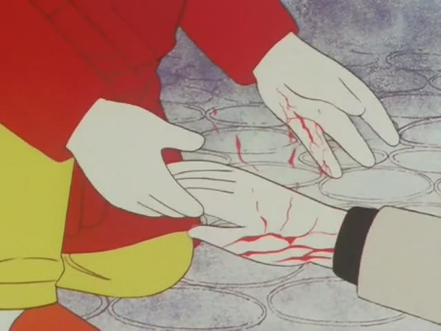 GinHidaka's tweet photo. パタリロはギャグアニメと油断していると血の作画とかけっこう丁寧に描かれていることあるんだよな
握った手を離したときに飛び散る血とか https://t.co/9K8Mc5blc9