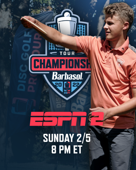 DiscGolfProTour's tweet photo. T-minus 2 hours until disc golf is on @espn 🎉 https://t.co/jviVmma3Tu