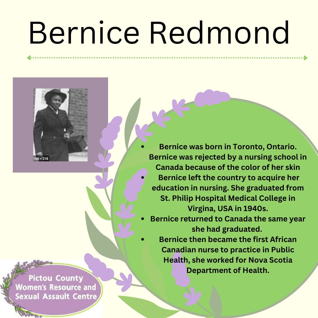 Today we are highlighting Bernice Redmond. Bernice was born in Toronto ,Ontario.
Thank you Bernice for helping open the door and being the first!