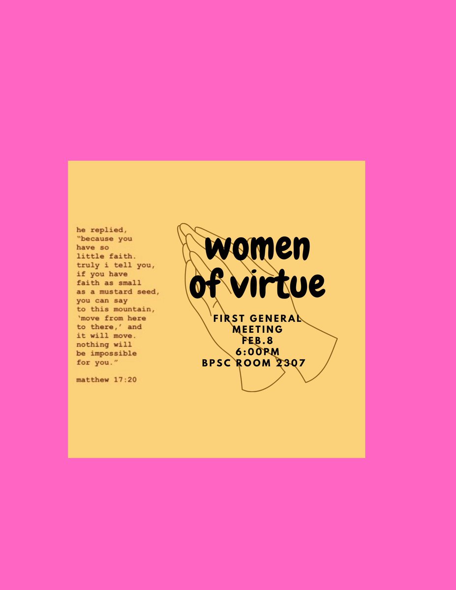 Women_of_Virtue's tweet photo. First general meeting is this Wednesday.  Our topic will be mustard seed faith! https://t.co/EoodquXm12