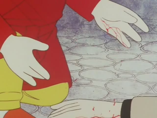 GinHidaka's tweet photo. パタリロはギャグアニメと油断していると血の作画とかけっこう丁寧に描かれていることあるんだよな
握った手を離したときに飛び散る血とか https://t.co/9K8Mc5blc9