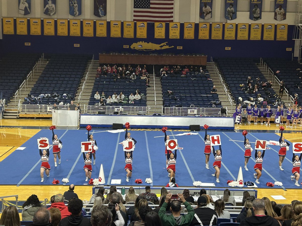 SJBDHSCougars's tweet photo. Congratulations to our Varsity Cheerleading Team on their 1st place finishes at our own RVC Regional competition today! Game Day and Regular Competition-🥇🥇- great job!! 🐾📣 https://t.co/KqMWWiC11i