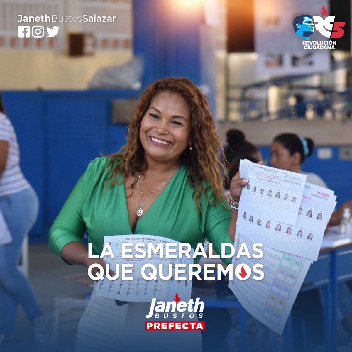 JanethBustosRC's tweet photo. ¡Gracias #Esmeraldas!🖐🏽
El cambio empieza hoy, no los defraudaremos.💚
#JanethPrefecta #LaEsmeraldasQueQueremos @RC5Esmeraldas @MashiRafael @RC5Oficial https://t.co/X16OrO3Nle