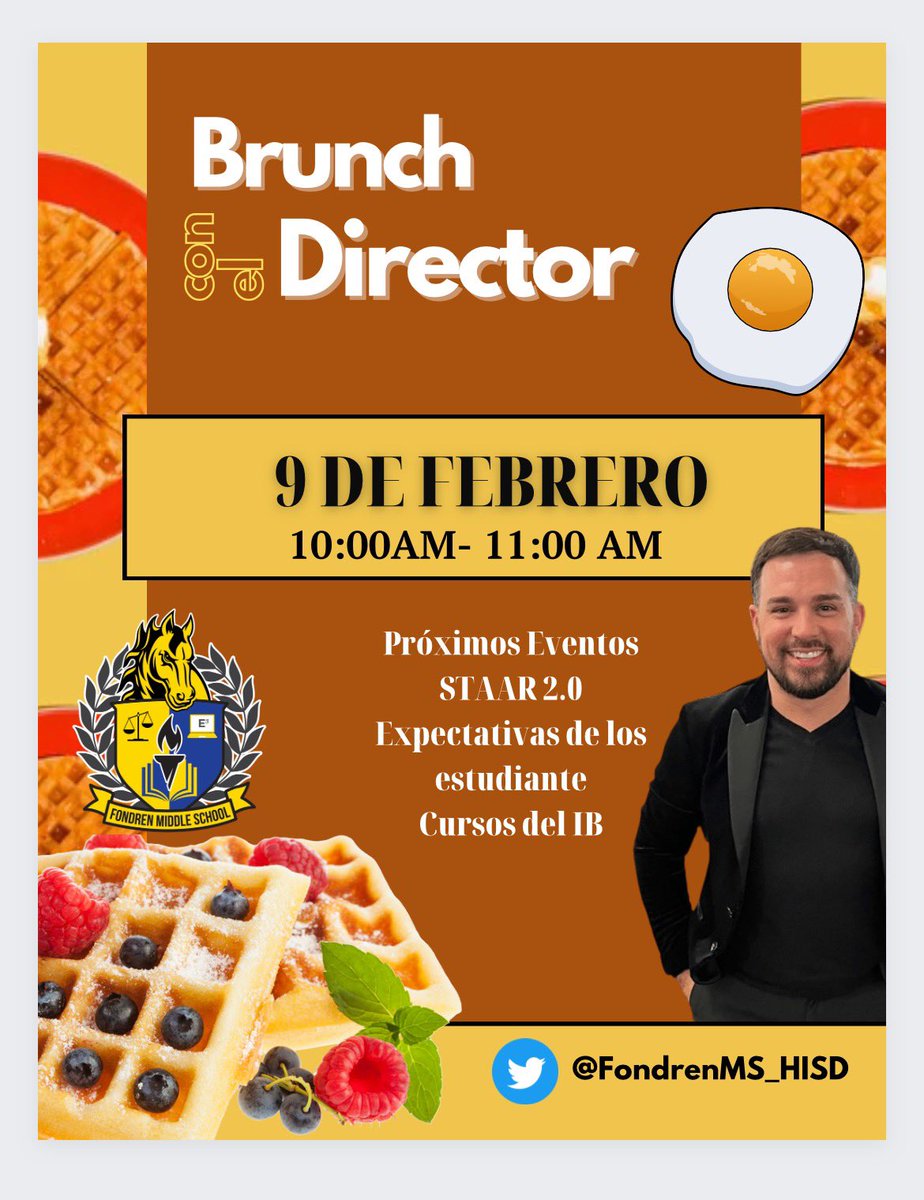 TJ Cotter (@tjcotter) on Twitter photo This Thursday, February 9th, <a href="/FondrenMS_HISD/">Fondren Middle School</a> will be hosting Brunch with the Principal. It’s going to be sweet!
Shoutout to <a href="/Coach_JHaynes/">Jasmine Haynes, M.Ed</a> & <a href="/iteach_tcarr/">Tiffaney Carr</a> for designing the flyer and marketing our monthly event! This Thursday, February 9th, <a href="/FondrenMS_HISD/">Fondren Middle School</a> will be hosting Brunch with the Principal. It’s going to be sweet!
Shoutout to <a href="/Coach_JHaynes/">Jasmine Haynes, M.Ed</a> & <a href="/iteach_tcarr/">Tiffaney Carr</a> for designing the flyer and marketing our monthly event!
