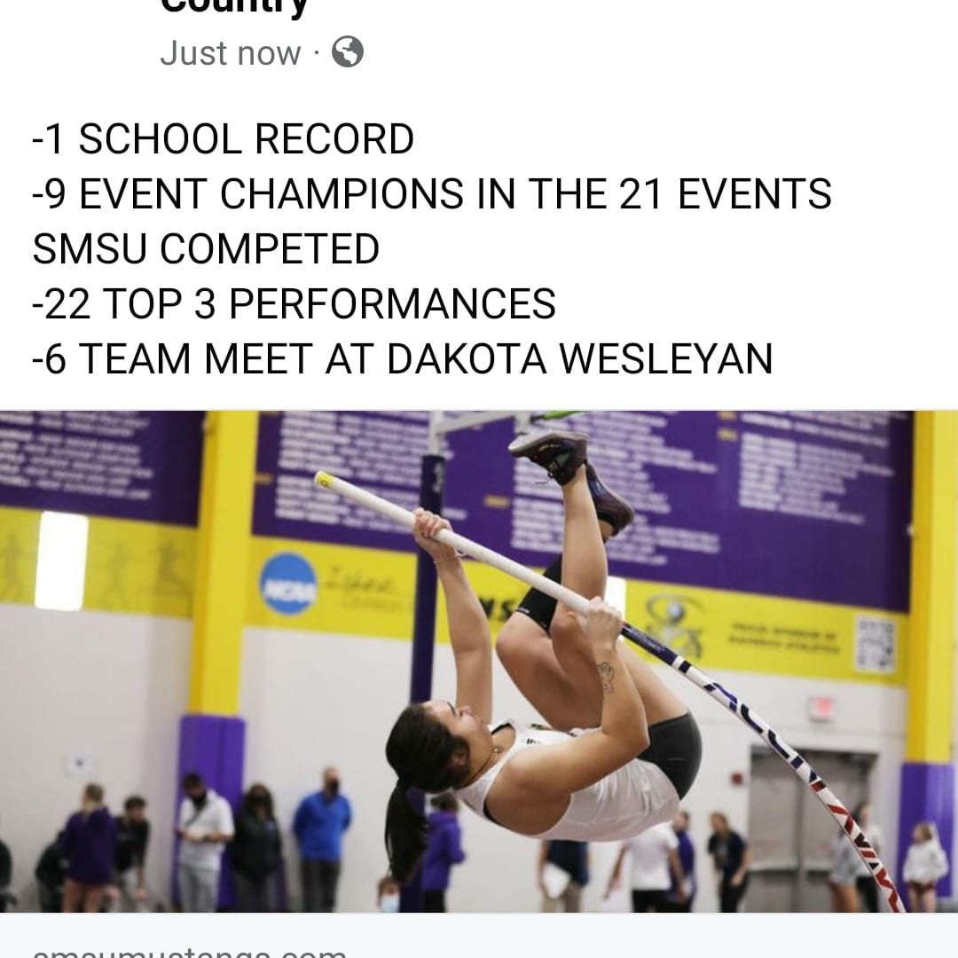 Great weekend of Track &amp; Field! <a href="/SMSUMustangs/">SMSU Athletics</a>
