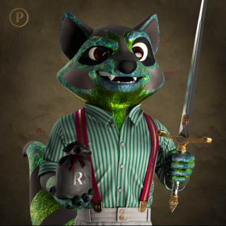 Moustache8943's tweet image. Raccoon#8946 His name is Raccoonoa Zoro. He&apos;s one of the more well-known swordsman in the mountain region and marshes. He won numerous duel with a live blades and yet still undefeated. With a smirk, he carry the bounty on his right hand. 
@RaccoonSyndicat 
#RaccoonSyndicateLaunch