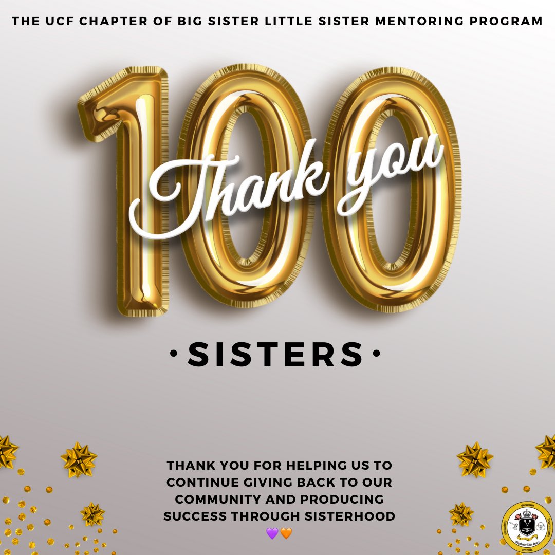 BslsUcf's tweet photo. We now have over 100 active sisters that are ready to carry our legacy of success through sisterhood and give back to the community💜🧡 Our chapter has grown tremendously and it will continue to do so✨
•
#ucfbsls #bigsisterlittlesister #successthroughsisterhood https://t.co/dWAvzuPbGX