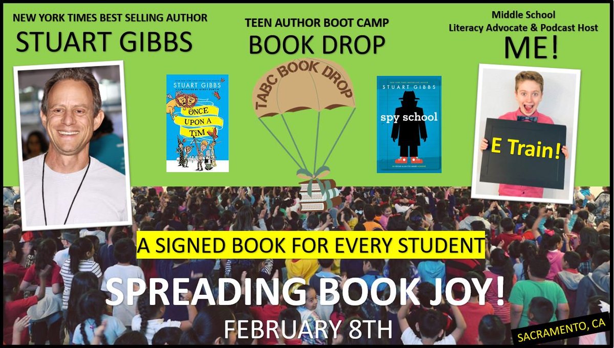 ETrainsWorld's tweet image. I'm so excited to meet 1 of my ALL TIME FAVORITE #authors @AuthorStuGibbs IN PERSON on 2/8! Together with @TeenAuthorBC &amp;amp; #BookDrop we are sharing Stuart Gibbs Stories with an ENTIRE #Sacramento #SCHOOL &amp;amp; I get the honor of introducing Stuart &amp;amp; help him share his amazing #books!