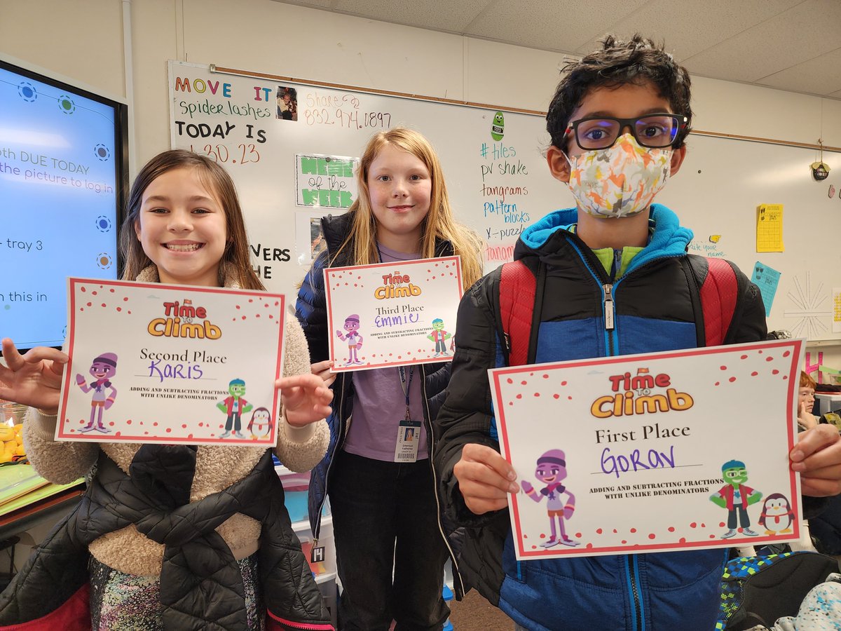 MrsRootJRE's tweet photo. a little friendly fraction @nearpod competition. #jrerocks #nearpodmath #5thgrade #fifthgrade #mathisfun #timetoclimb! https://t.co/7U281ElOxo