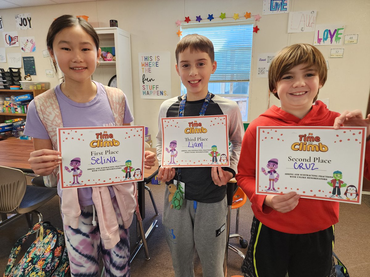 MrsRootJRE's tweet photo. a little friendly fraction @nearpod competition. #jrerocks #nearpodmath #5thgrade #fifthgrade #mathisfun #timetoclimb! https://t.co/7U281ElOxo