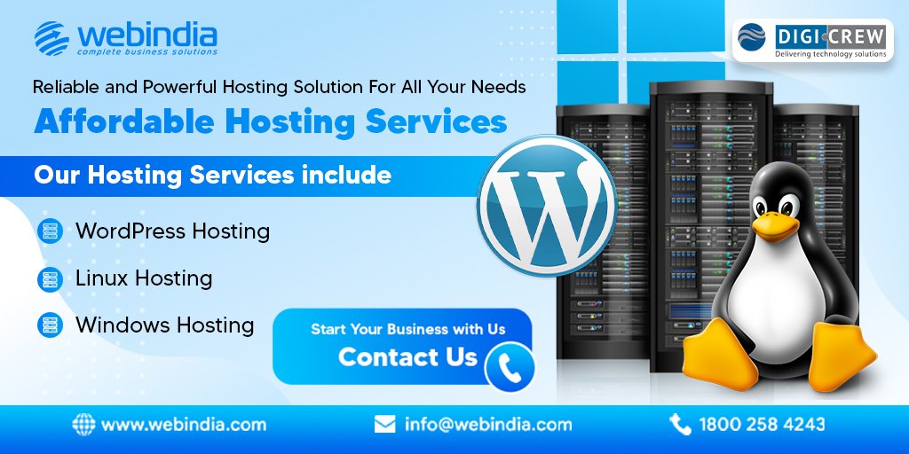 webindiaservice's tweet image. Power your Business Website with our Web Hosting Services.
#WebHosting #webhostingwordpress #WebHostingOffer #webhostingindia #webhostingservices #wordpresshosting #dedicatedhosting #linuxhosting #webindia #digicrew