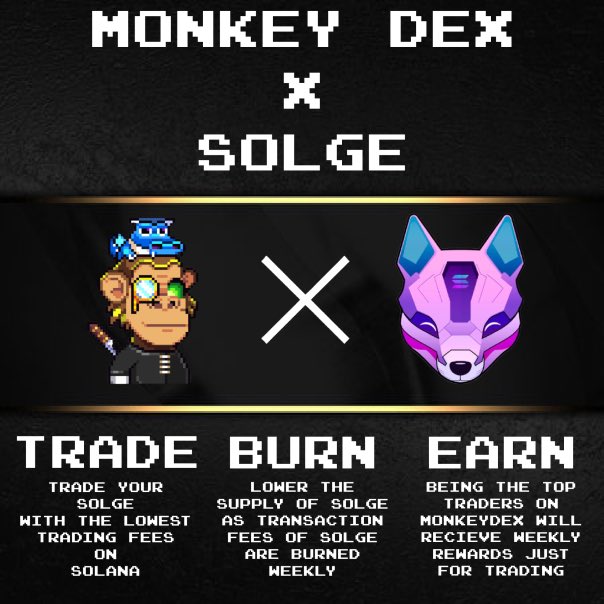 Excited for our Twitter Space AMA with <a href="/monkeygodlabs/">Monkey Dex</a> !! 

Join us at 4pm UTC with Monkey Dex for the latest on what’s going on and a chance to win some Prizes!! 
#Solana $SOLGE