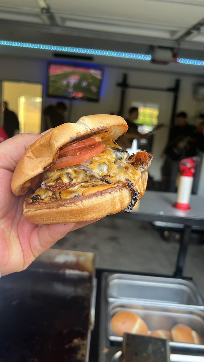 esp83's tweet photo. Come thru la Cita for the Super Bowl next Sunday y’all. We’re gonna be making our spicy peanut butter double smash burgers and tater tots. https://t.co/K7Z4dEo2Ix