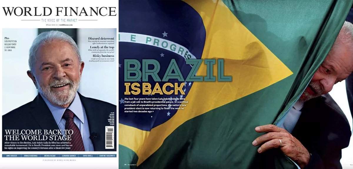 Fiz o L para ver o fim do genocídio dos povos originários e ver o Brasil voltar ao cenário mundial. Estamos fazendo o L com muito orgulho sabendo que a revista World Finance deu boas vindas ao governo Lula dizendo: 'bem-vindo de volta ao palco mundial' Faz o L