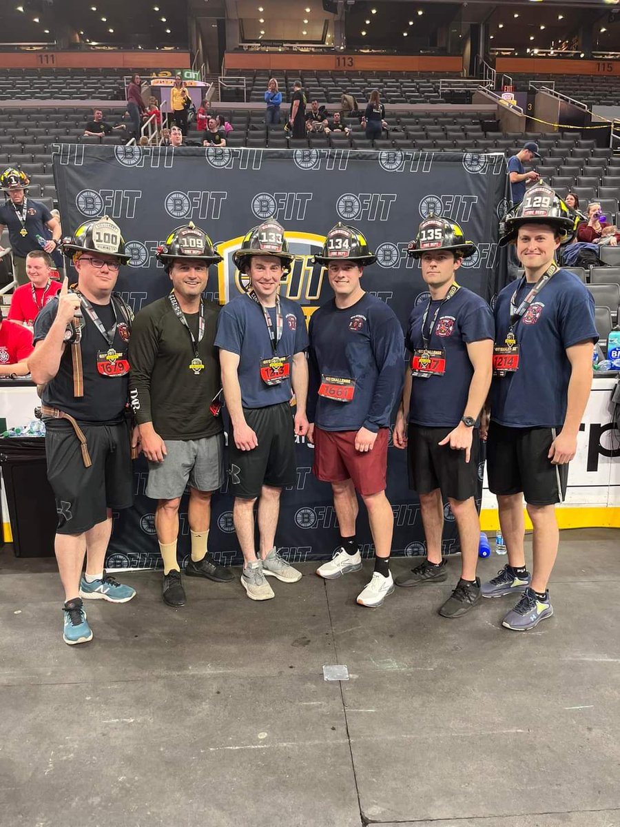 Congratulations to Lt. Rob Varey, FF Greg Murphy, FF Dan Feyler, FF Zach Taylor, FF Pat Finn, and FF Mike Feyler for completing the BFit challenge today at the TD Garden. #Wilmingtonfire
