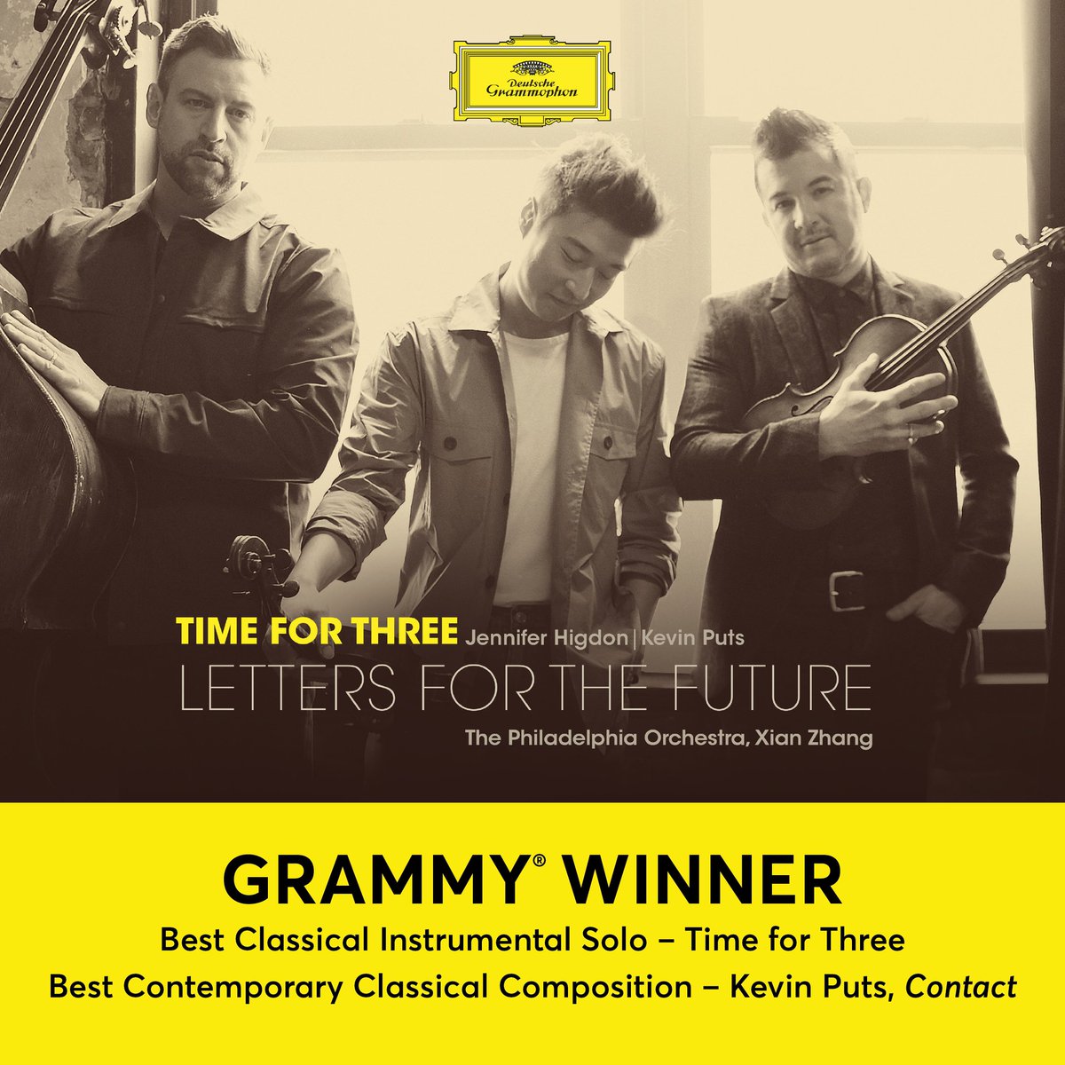 philorch's tweet image. Huge congratulations to GRAMMY winners @Tf3 and @Moxianzhang  for “Best Classical Instrumental Solo” on our @DGclassics  recording Letters for the Future, and composer @kevin_puts for “Best Contemporary Classical Composition” for his piece, Contact, which appears on the album.