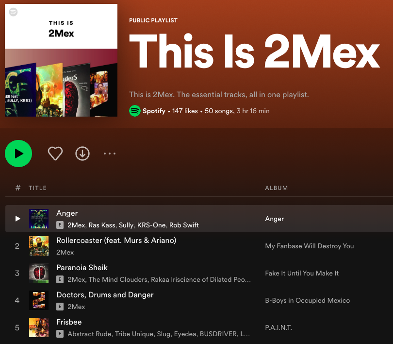 Chavez_Sound's tweet photo. SUPER BIG SHOUTOUT TO #SPOTIFY
for putting together #ThisIs2Mex #Playlist.
---50 of #2mex top tracks, curated by @SpotifyUSA based on the streaming of the insane fanbase. Go search up 2MEX in Spotify!! / https://t.co/E4aNyegeL4
#Share #Trending #soulspazm #ChavezSound #F7C https://t.co/SsORInGAME