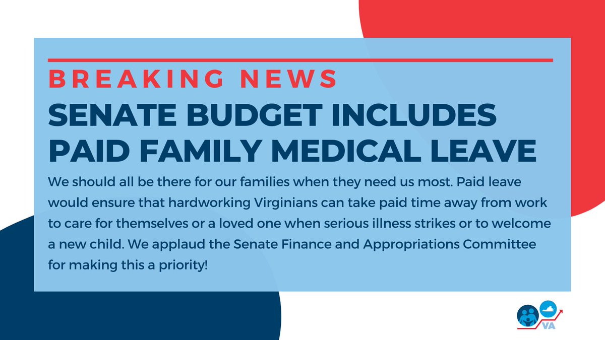 Affordable_Va's tweet photo. ๐จ๐จ๐จ BREAKING NEWS ๐จ๐จ๐จ
The Senate Budget includes #PaidLeaveForAll!
THANK YOU to Senator @JenniferBoysko for tirelessly championing this critical priority!
THANK YOU to Senator @GeorgeLBarker and Senator Janet Howell for your leadership on behalf of Virginia families! https://t.co/OLDW6gDla2