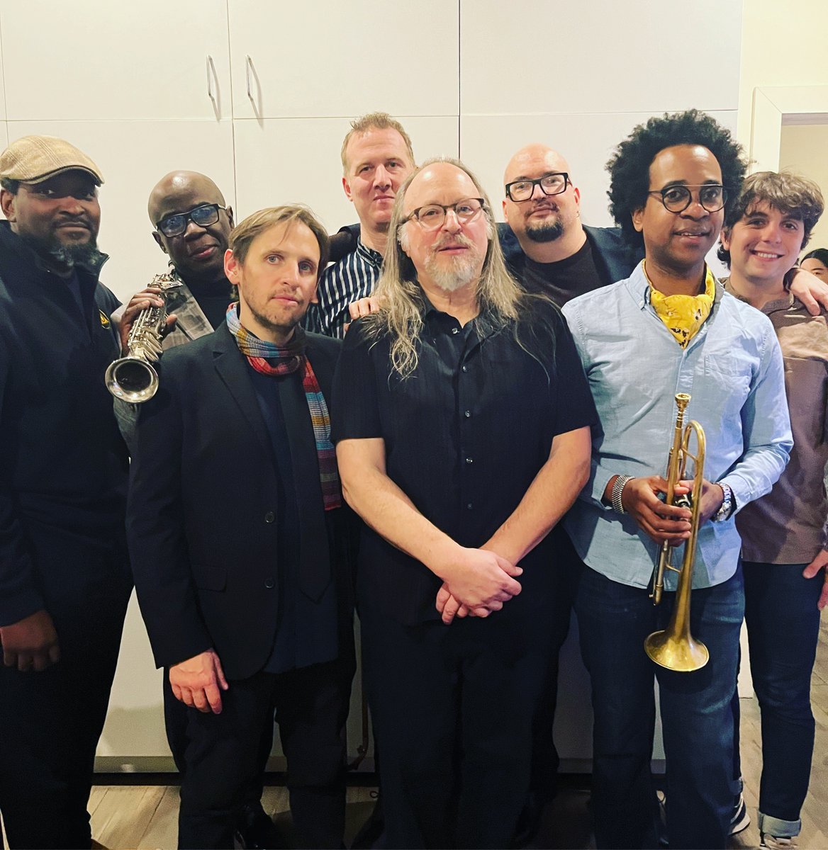 with Reggie Parker, Sam Newsome, Vinnie Sperrazza, Jacob Garchik, Rob Schwimmer, Jonathan Finlayson, Simón Willson on Saturday (photo by Sarah Deming)