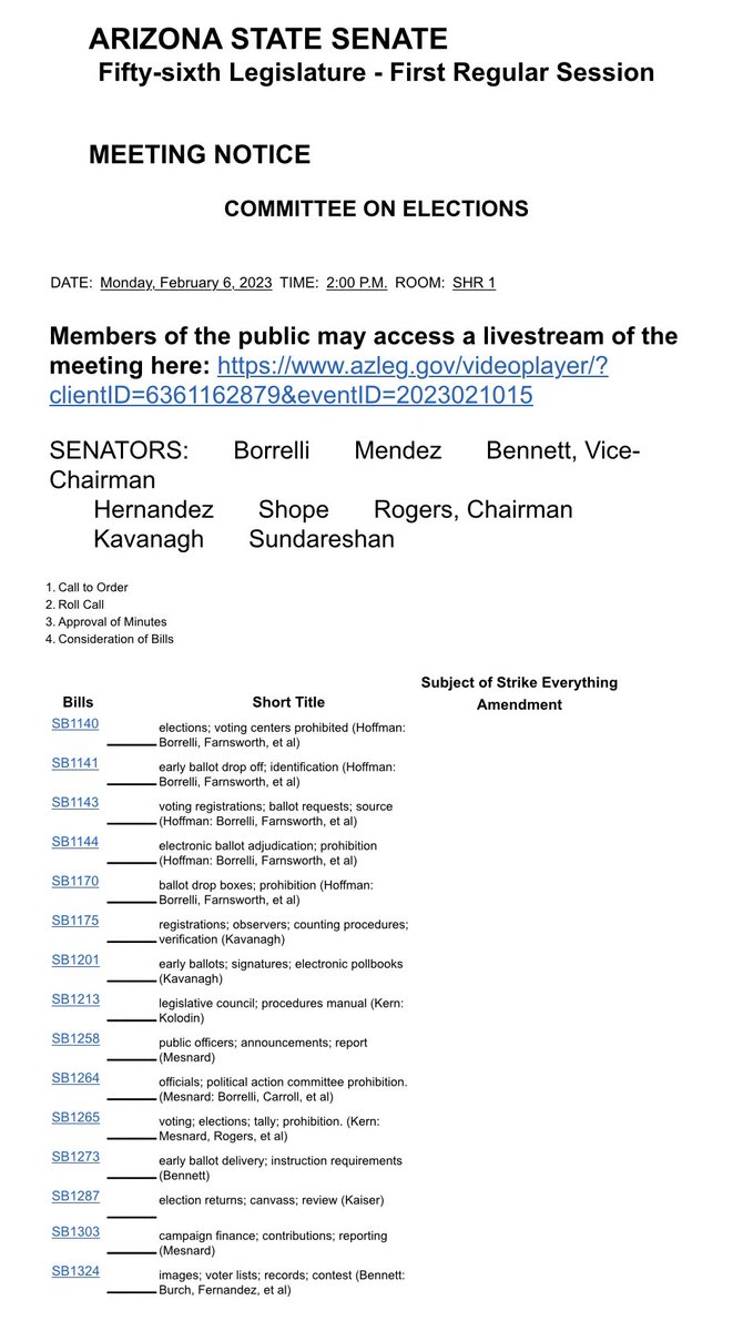 WendyRogersAZ's tweet photo. Join the audience at the 
Arizona Senate #AZSenateElectionsCommittee for an action packed agenda 
2pm Monday 6 February. https://t.co/my1SO1dBQ0