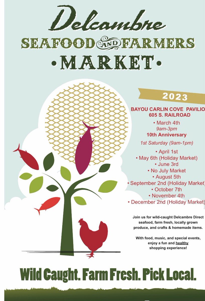 DelcambreDirect's tweet photo. The market is coming on March 4 and it’s a special one! https://t.co/M7xhPyWrIB