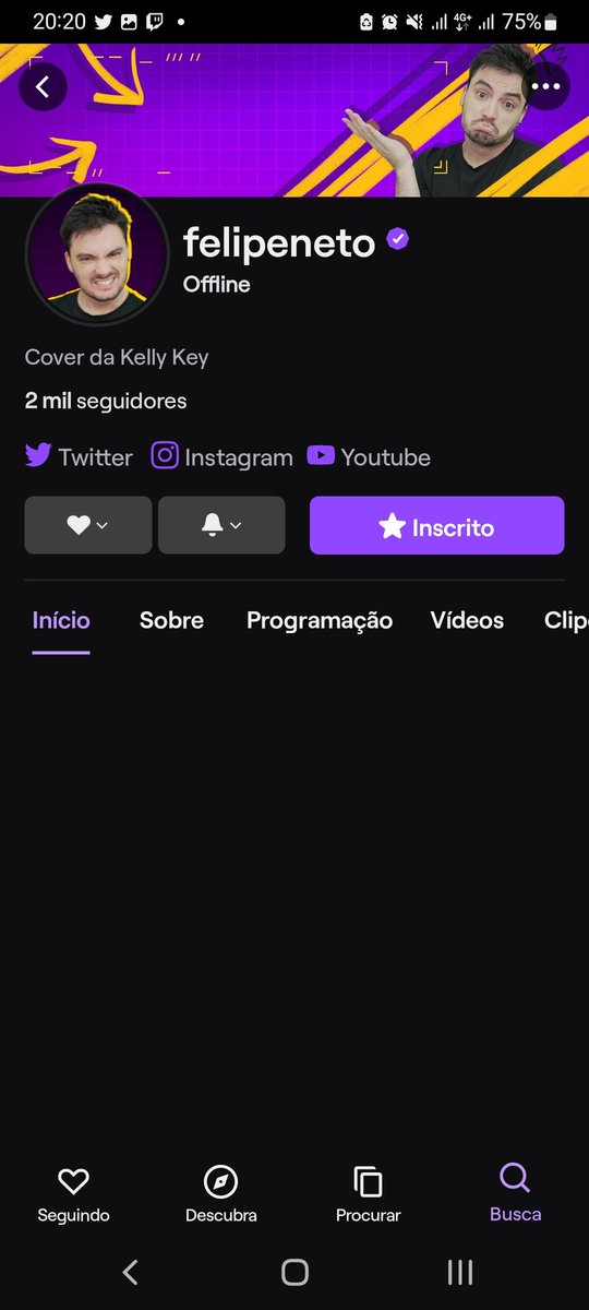 Felipe na twitch: A
Eu: TOMA O SUB ENTÃO 

(<a href="/felipeneto/">Felipe Neto 🦉</a>)