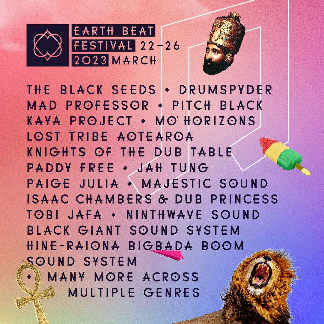 EarthBeatNZ's tweet photo. Bringing the sound to your summer. 💛 Some international and local legends in the scene. 💫 https://t.co/HdZa70NOid