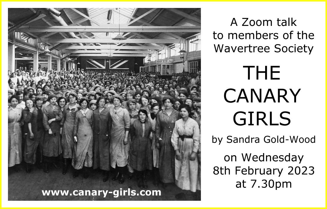 Our next #Zoom talk, for @wavsoc members, is on Wed 8 Feb, 7.30pm. The speaker is Sandra Gold-Wood and her subject is THE CANARY GIRLS – the women who worked in British munitions factories during the two World Wars. Details at bit.ly/wsn2303