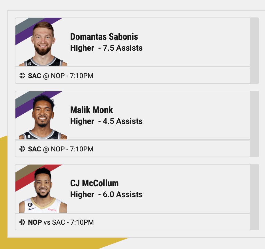 Here are my picks for the #SACvsNOP game
 
#NBA  

Hammering Assists props lol