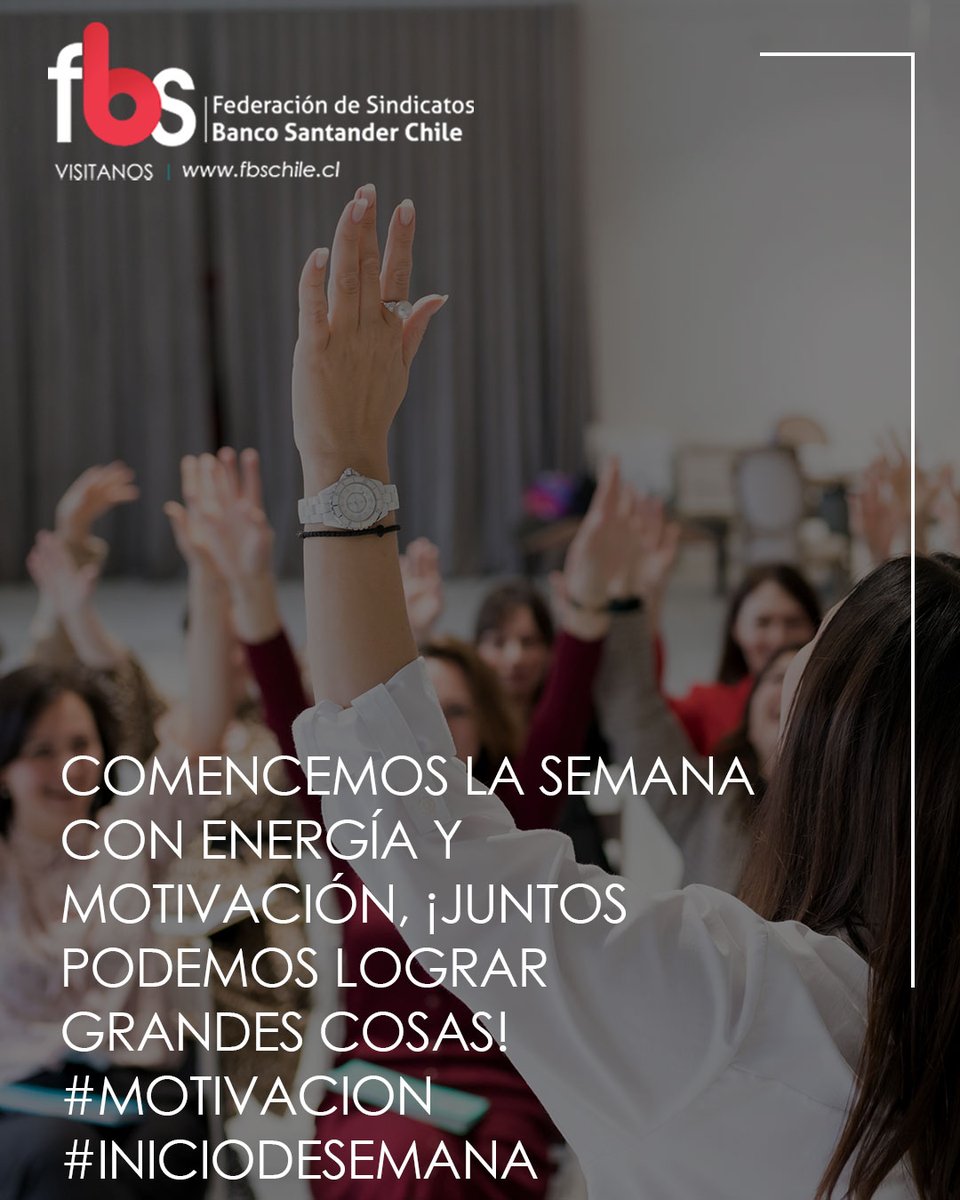 FBSChile's tweet photo. Comencemos esta semana con energía y determinación, recordando que cada día es una nueva oportunidad para lograr nuestros objetivos y alcanzar el éxito. ¡Vamos allá! 🚀🎉

 #motivation #motivational #motivationalquotes #santander https://t.co/YLTmpRieDk