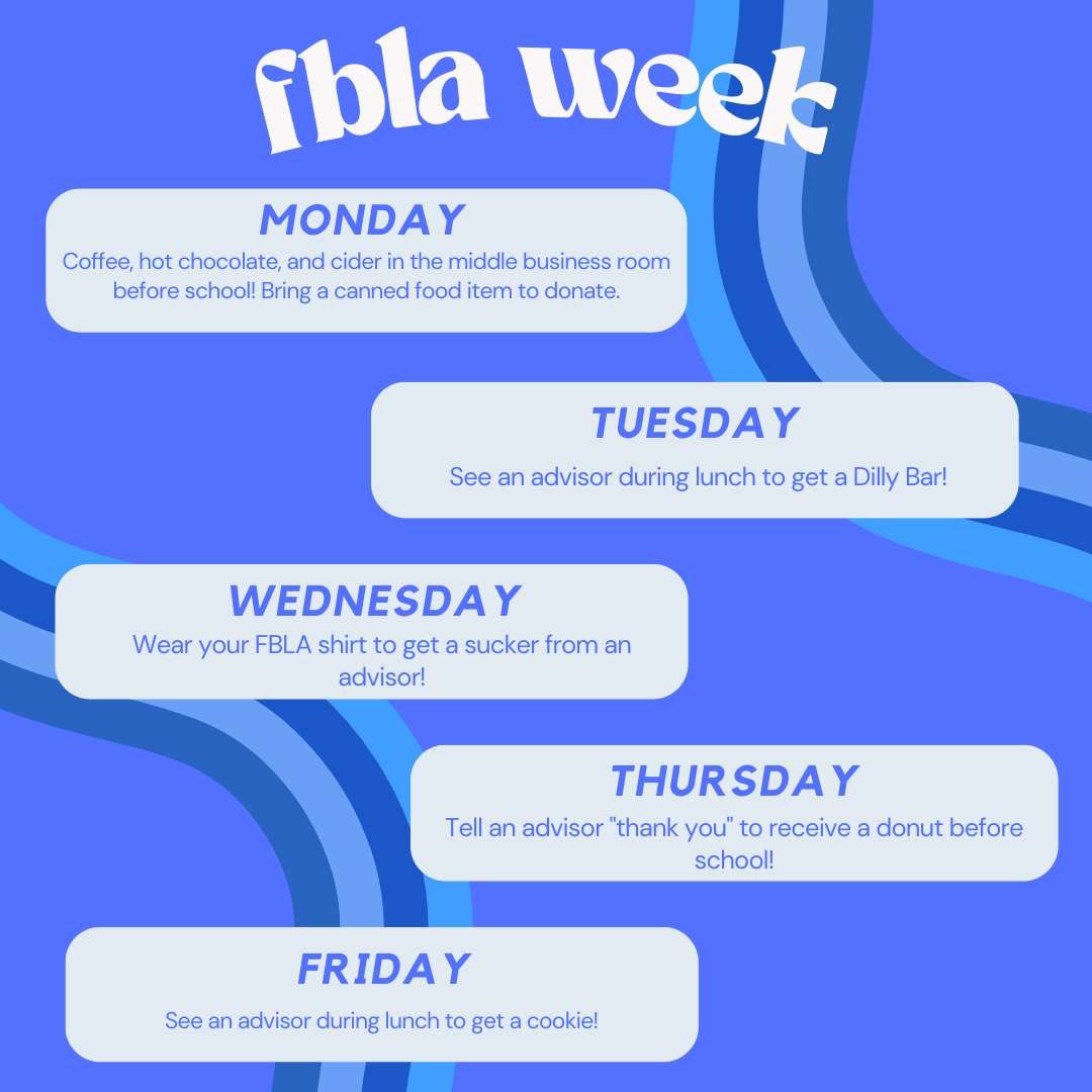 aurora_fbla's tweet photo. FBLA Week is finally here! Look out for reminders posted each day. https://t.co/X66NSCLkK4
