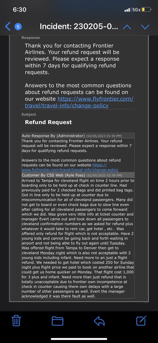 k_foss86's tweet photo. @FlyFrontier make this right frontier…#awfulairline #horrible #cheapforareason #Frontier #nottakingjustarefund #airline a refund is not enough for YOUR incompetence https://t.co/sTUJyUZ8kI